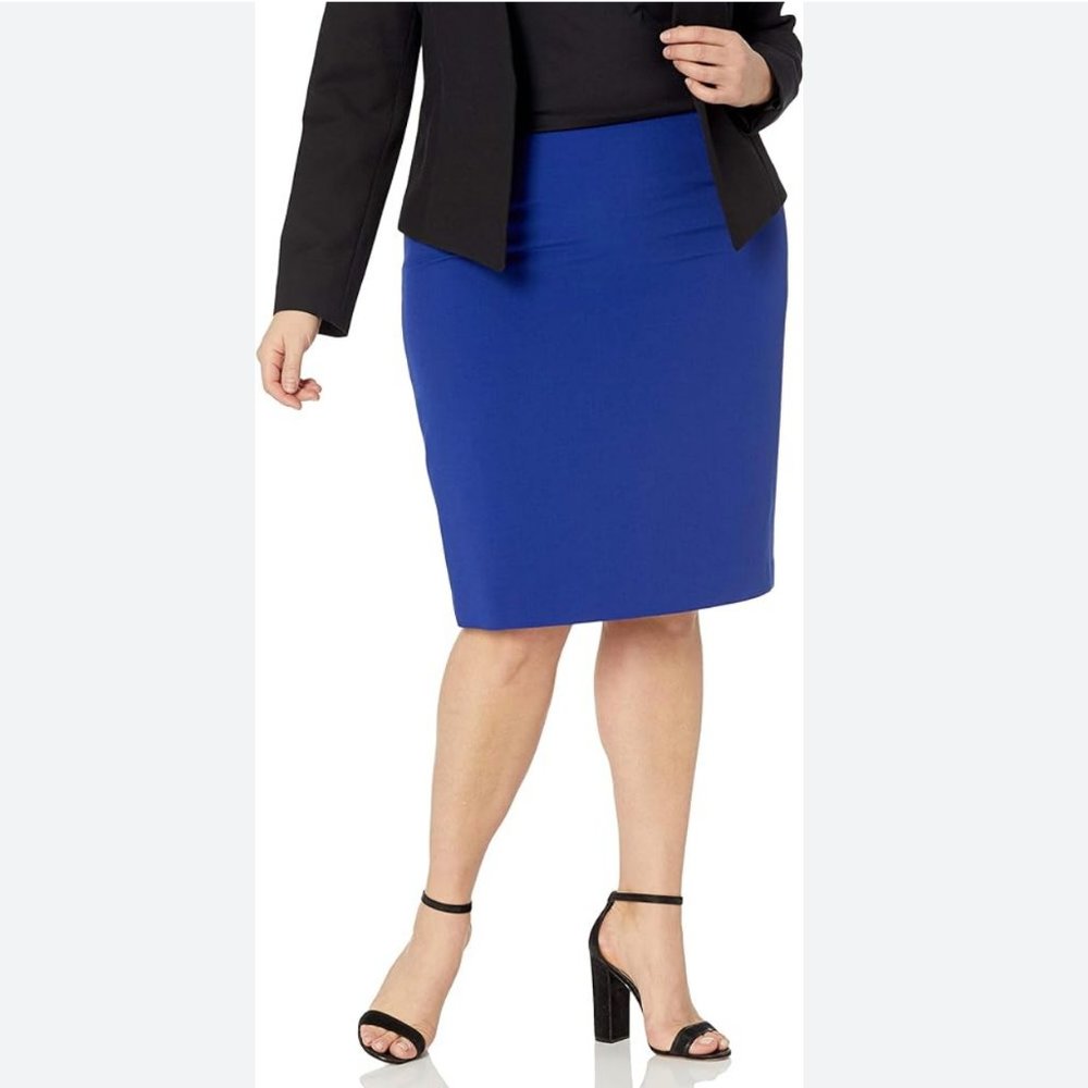Kasper Electric Blue Crepe Slim Skirt
